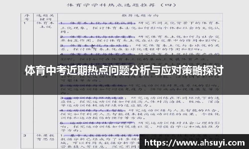体育中考近期热点问题分析与应对策略探讨